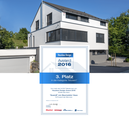 3. Platz für Haus Quandt beim Hausbau Design Award 2016