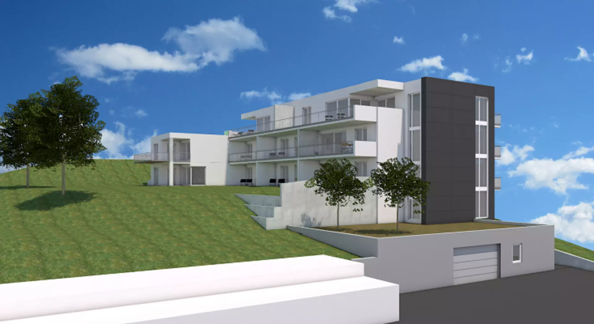 3D-Illustration des Neubauprojekts Wohnen Unter der Schleicherhütte