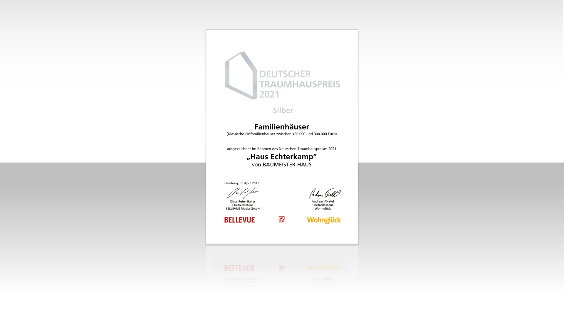Urkunde Deutscher Traumhauspreis 2021