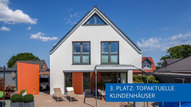 Einen schönen Kontrast bieten bei Haus Otten die rostroten Elemente. (Foto: © BAUMEISTER-HAUS) Einen schönen Kontrast bieten bei Haus Otten die rostroten Elemente. (Foto: © BAUMEISTER-HAUS)