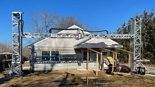 Baustelle eines 3D-gedruckten Hauses