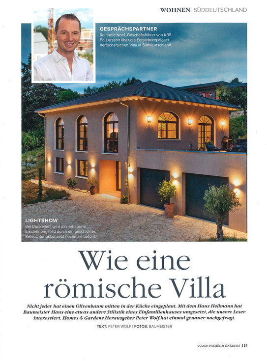 Das Haus Hellmann im Magazin Homes & Gardens, Ausgabe September/Oktober 2023. Es wird beschrieben wie eine römische Villa.