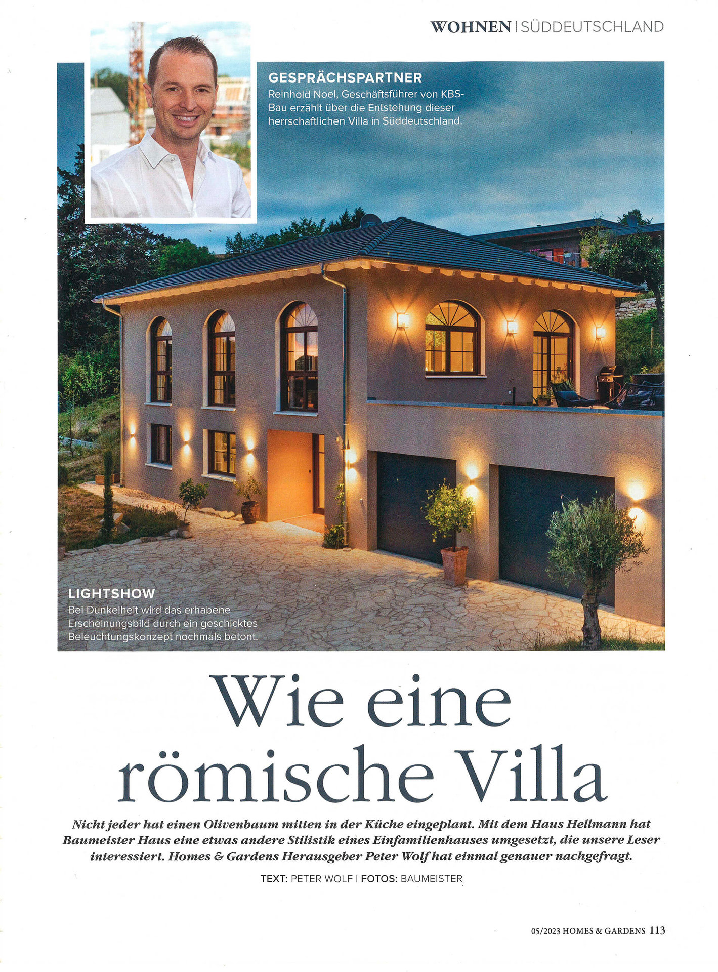 Das Haus Hellmann im Magazin Homes & Gardens, Ausgabe September/Oktober 2023. Es wird beschrieben wie eine römische Villa.