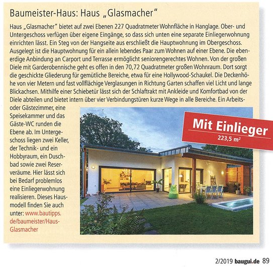 Haus Glasmacher,  bauen., 10/11-2019 Artikel: Baumeister-Haus: Haus Glasmacher