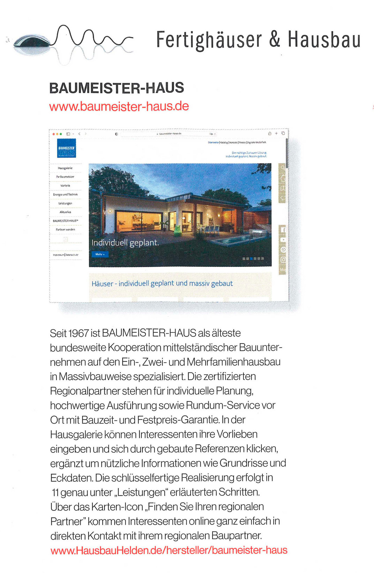Der baugui.de-Tipp: www.baumeister-haus.de im Juli 2023.