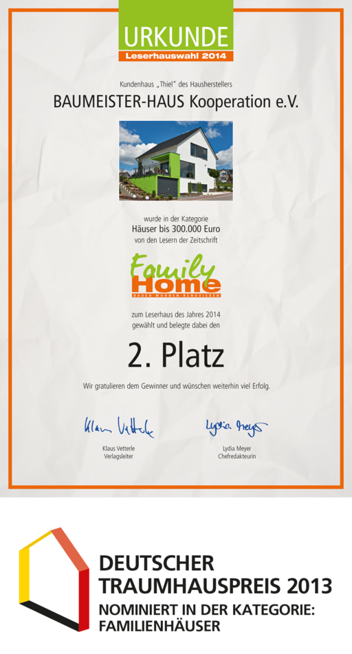 Auszeichnungen für Haus Thiel Auszeichnungen für Haus Thiel