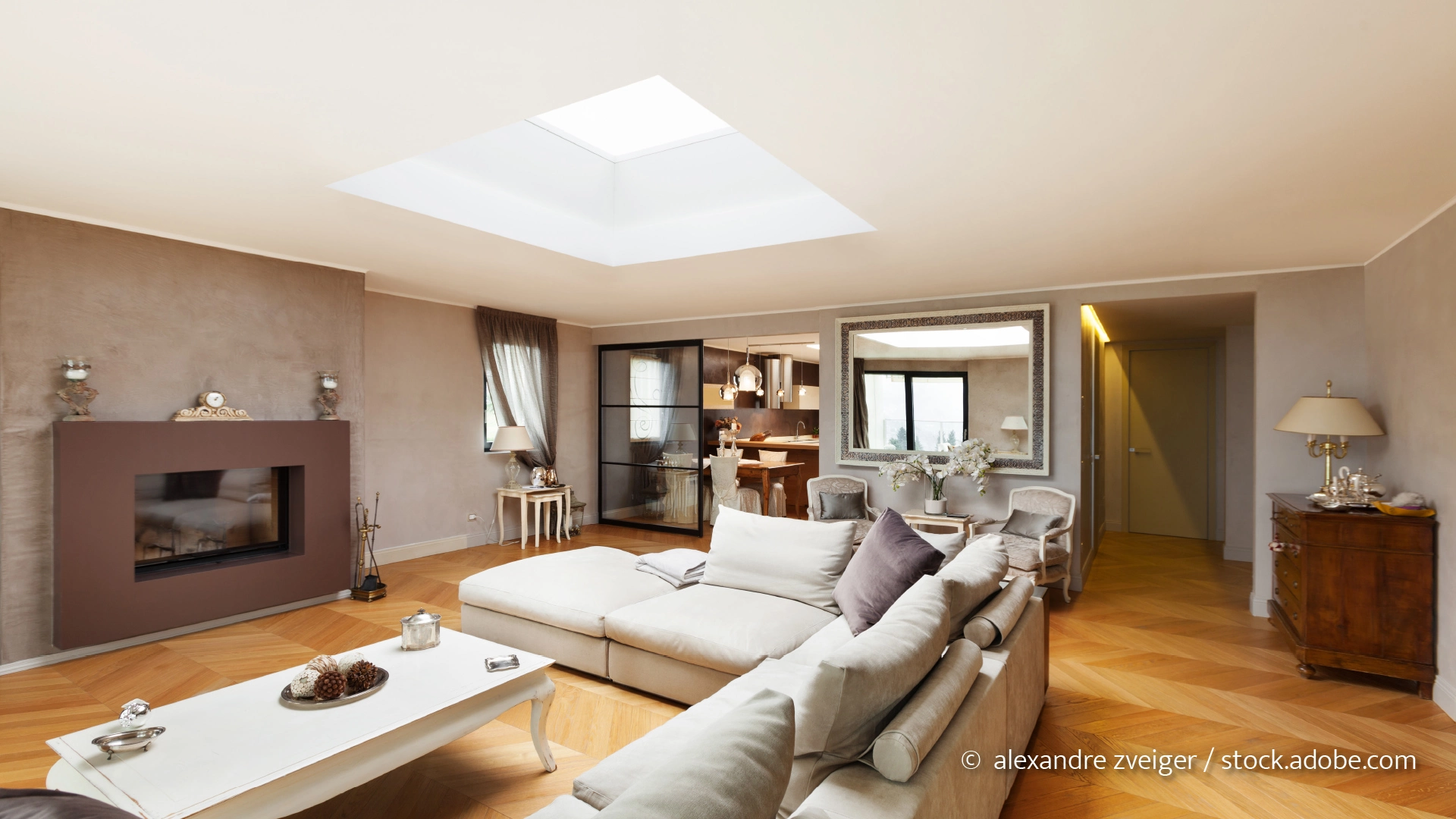 Wohnzimmer mit Oberlicht