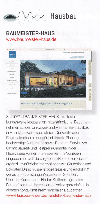 Am 20. Mai im baugui.de-Tipp: www.baumeister-haus.de, bauen, Ausgabe Juni/Juli 2023.